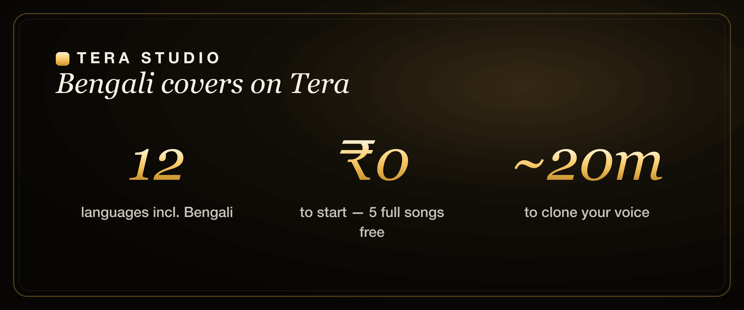 Bengali AI cover song stats — 12 Indian languages, free voice clone, 48 kHz WAV