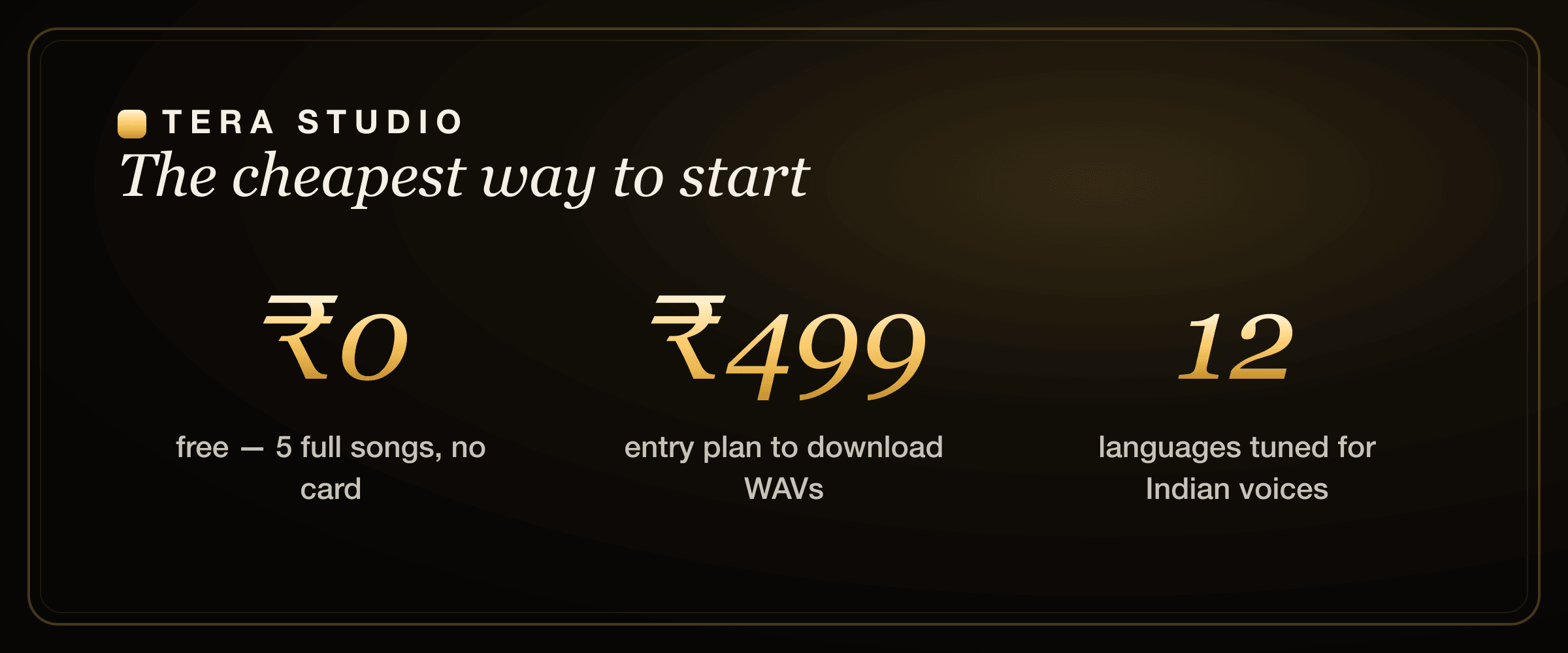 Cheapest AI singing voice generator price comparison stats for Tera Studio in India